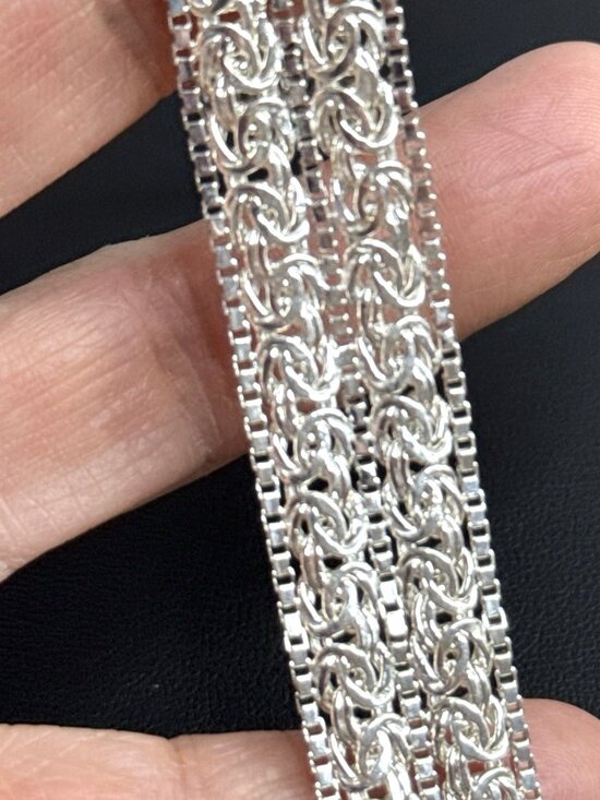 AK Jewelry - Sterling Silver 14.4g Bracelet Double Byzantine .625" Wide Flexible Turkey 7"